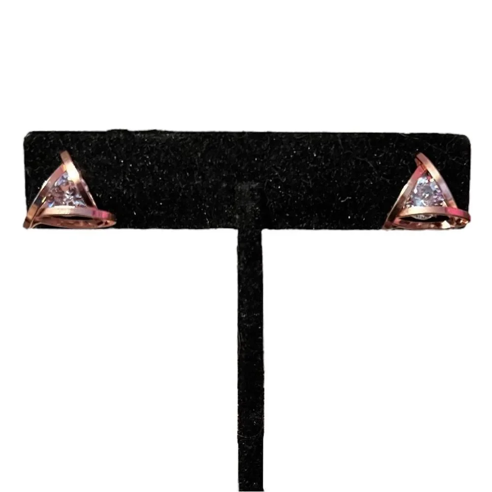 ⭐️3/$25⭐️ Brand New Rose Gold Tone CZ Triangular Stud Earrings